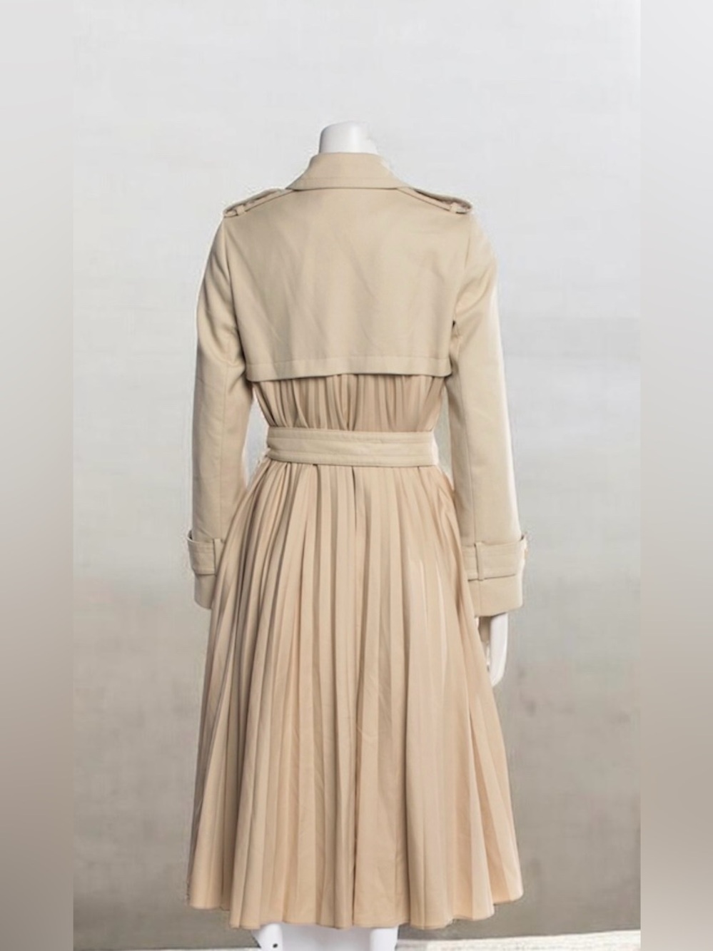 Sandro pleated Cream Satin-Lined Coat Sz.38 - Picture 12 of 14